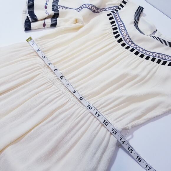 Ba&sh Cream Embroidered Bell Sleeves Lady Dress - Picture 7 of 13